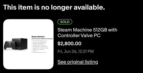 在eBay上售出的Steam Machine。 