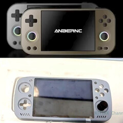 从上到下依次为 RG477M 和 KT-R1S（图片来源：通过 Joey&#039;s Retro Handhelds 和 Nittrx）。