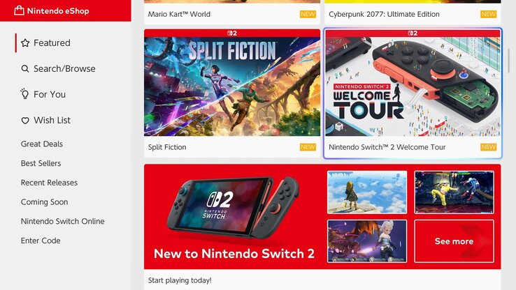 Switch 2 发布前宣传的任天堂 eShop 更改（图片来源：任天堂美国公司，有编辑）