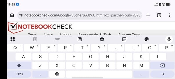 横向模式下的 Gboard