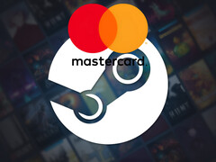 带有万事达卡标志的 Steam 背景墙（图片来源：Steam、万事达卡，有编辑）。