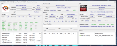 AMD Ryzen 5 7520U HWInfo摘要