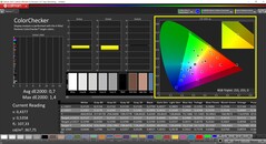 CalMAN ColorChecker已校准（DCI-P3色彩目标空间）。