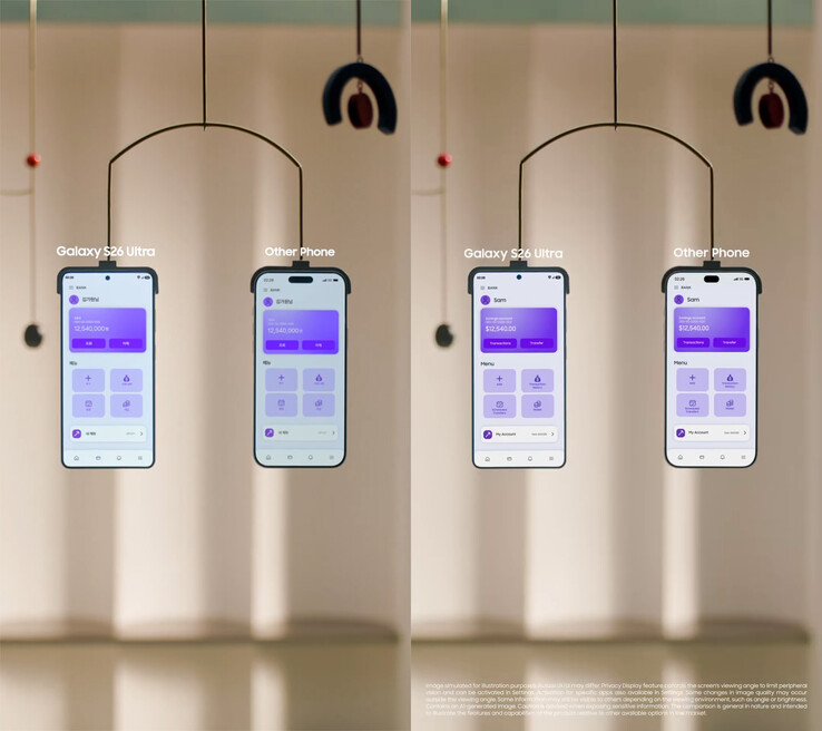 韩国账户（左）与马来西亚账户（右）的隐私显示宣传视频