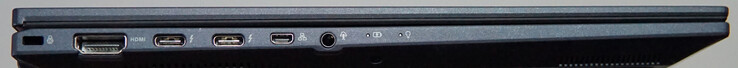 左侧端口Kensington 锁、HDMI、2 个 Thunderbolt 4、迷你千兆 LAN、耳机