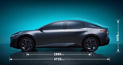 bZ3电动轿车比Model 3略长（图片：丰田）。