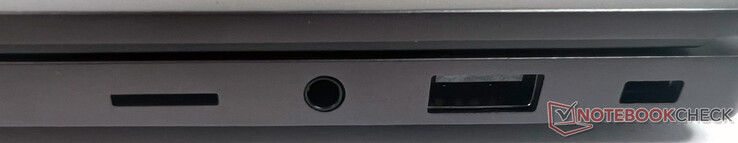 右边：1个microSD，1个组合音频/麦克风（3.5毫米），1个USB 3.2 Gen1 Typ-A，1个Kensington