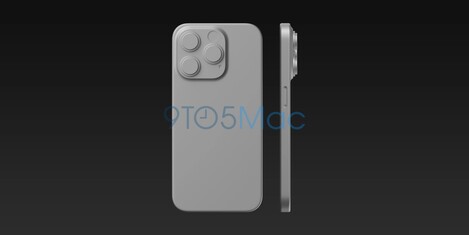 iPhone 15 Pro CAD。(图片来源：9To5Mac)