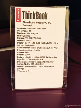 联想 ThinkBook 模块化人工智能 PC 概念机规格