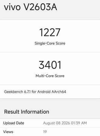 iQOO Z11 在 Geekbench 上的列表