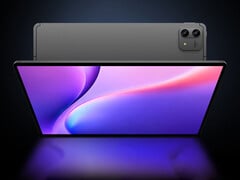 T70 Pro 配备一块 14 英寸 QHD 显示屏。图为:一张展示该平板电脑正面及部分背面的宣传图。