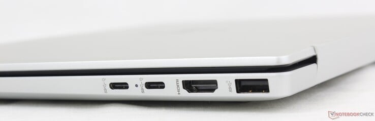 右：2x USB-C（10 Gbps）w/DisplayPort + Power Delivery、HDMI 2.1、USB-A（10 Gbps）
