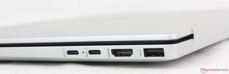 右：2x USB-C（10 Gbps）w/DisplayPort + Power Delivery、HDMI 2.1、USB-A（10 Gbps）