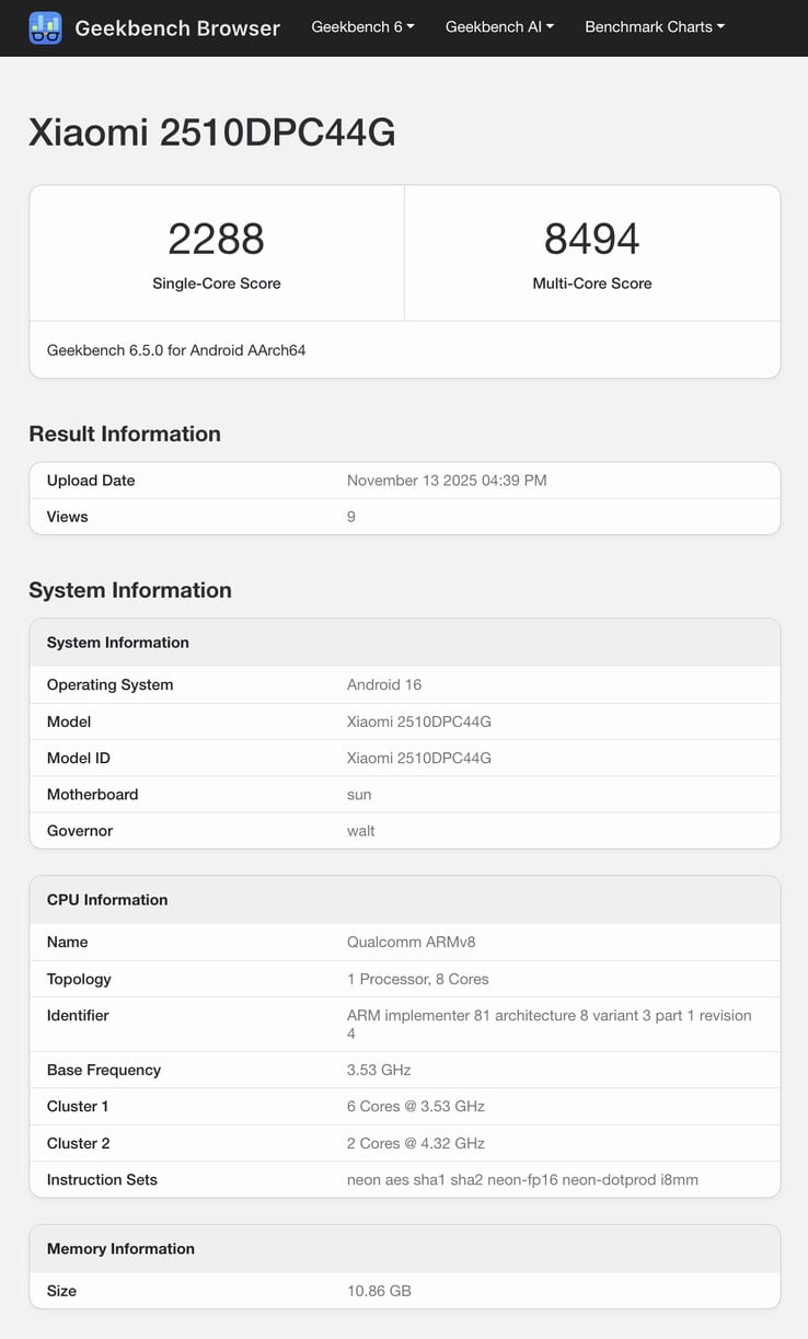 (图片来源：Geekbench）
