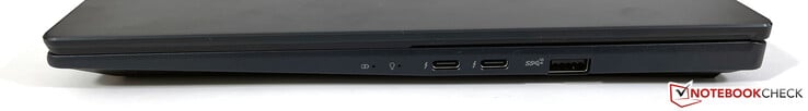 右边：2个雷电4（USB-C 4.0，DisplayPort ALT模式1.4a，Power Delivery），USB-A 3.2 Gen.