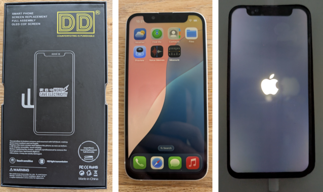 包装不错，但尽管包装盒上写着，这可不是 OLED 屏幕。现在我的 iPhone 下巴就像 2015 年的一样（图片来源：Notebookcheck）