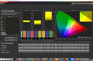 色彩准确性（目标色彩空间：sRGB，配置文件：自然）。