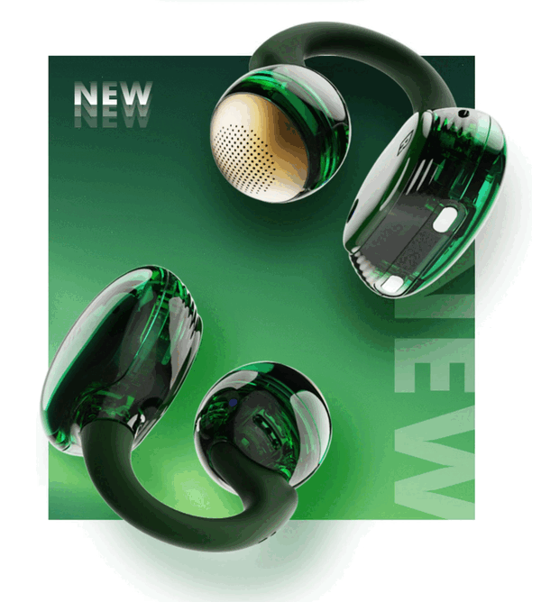 JBL Soundgear Clips 翡翠绿特别版采用透明设计。