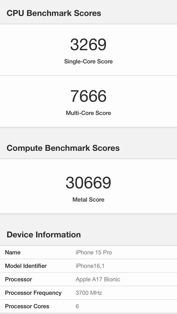Apple A17 Bionic Geekbench 列表（图片来自 Twitter 上的 @Naveen_tech_wala）