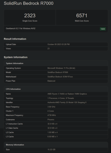 AMD Ryzen 3 7440U Geekbench 得分（图片来自 Geekbench）