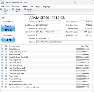 ADATA SE920 支持 PCIe 4.0 x4