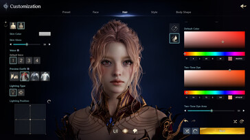 图示:AION 2 中的角色创建器。