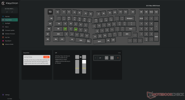 Keychron Launcher LKP (SOCD) 选项称为 Snap Action。 