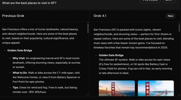 xAI Grok 4.1 人工智能更善于根据提示制作更有趣、更有用的回复。(图片来源：xAI）