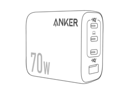 据报道，新款 Anker Zolo 4 端口 70W 墙式充电器（如图）将采用可折叠插头。(图片来源：@AnkerInsider on X/Twitter）