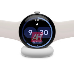 充电器上的 &quot;Pixel Watch 4&quot;。(图片来源：Android Headlines）