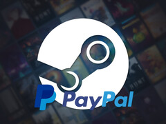显示带有 PayPal 徽标的 Steam 背景墙（图片来源：Steam、PayPal，有编辑）。