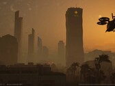 日落时分的红岩，头顶是垂直发射飞机（图片来源：Build A Rocket Boy）