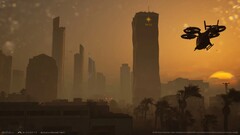 日落时分的红岩，头顶是垂直发射飞机（图片来源：Build A Rocket Boy）