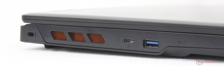 左：Kensington 锁、USB-C Thunderbolt 4 w/ DisplayPort 1.4 + Power Delivery、USB-A 3.2 Gen.