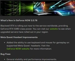 GeForce Now 2.0.78现已推出，可访问GeForce RTX 5080 全球服务器（图片来源：Own）