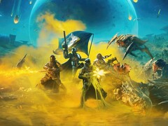 图片显示《地狱潜水员 2》中与怪物作战的团队。(图片来源：箭头） 