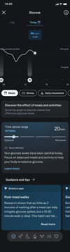 Oura 应用程序的葡萄糖功能截图。(图片来源：Oura）