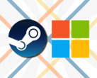 如果消息属实，Steam 游戏可以通过后台链接在微软商店中提供。(图片来源：Steam、微软 - 已编辑）