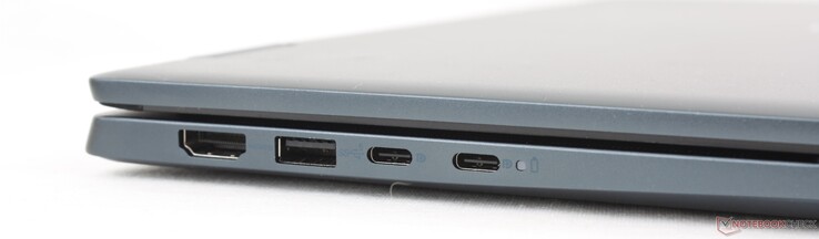 左：HDMI 1.4、USB-A 3.2 Gen.1、2x USB-C 3.2 Gen.2 w/ DisplayPort + Power Delivery