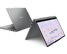 联想Chromebook Plus 2 合 1 采用 14 英寸 IPS 显示屏，支持触摸操作。(图片来源：联想）