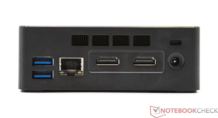 后部：2 个 USB 3.2 Gen2（10 Gbps）、GBit-LAN、2 个 HDMI（最大 4K@60Hz）、主电源连接（12V 3.0A）。