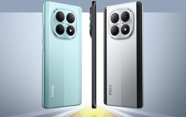 绿色和银色的 Poco M8 5G。(图片来源:小米)