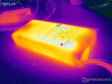 运行高负荷时，交流适配器的温度可达 57 C 以上