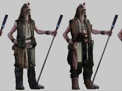 据称泄露的《星球大战：月食》（Star Wars Eclipse）图片显示了一个冈根人角色（如图）和其他角色。(图片来源：MP1st）