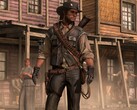 约翰-马斯顿(John Marston)在《红色死亡救赎》(Red Dead Redemption)中的一个城镇场景中(图片来源:Rockstar Games
