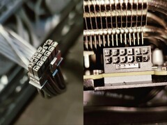 烧毁的 12VHPWR PSU 电缆和 GPU 上的电源接口。(图片来源：Reddit 上的 Roachard 编辑）