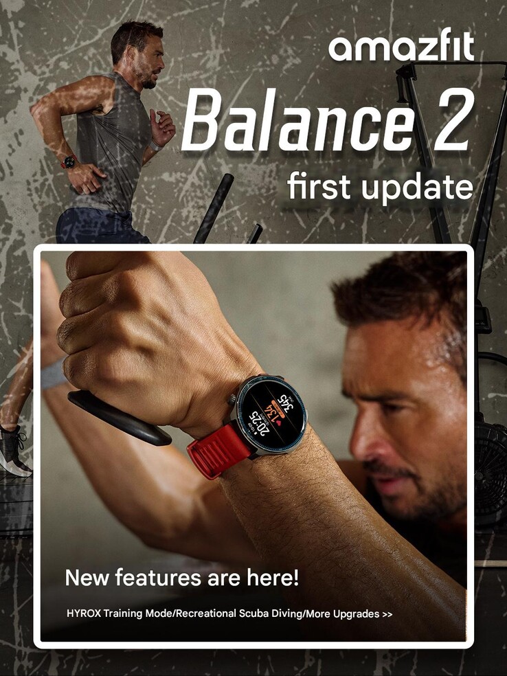 Amazfit Balance 2 智能手表更新的发布说明。(图片来源：Amazfit 通过微博，机译）