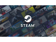 Steam 的宣传图片，中间是 Steam 徽标，背景是各种游戏封面。(图片来源：Steam）