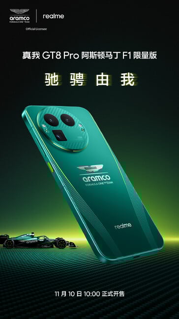 Realme GT 8 Pro 阿斯顿-马丁 F1 版（图片来源：Realme）