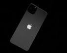 iPhone背面,黑色背景上印有苹果标志